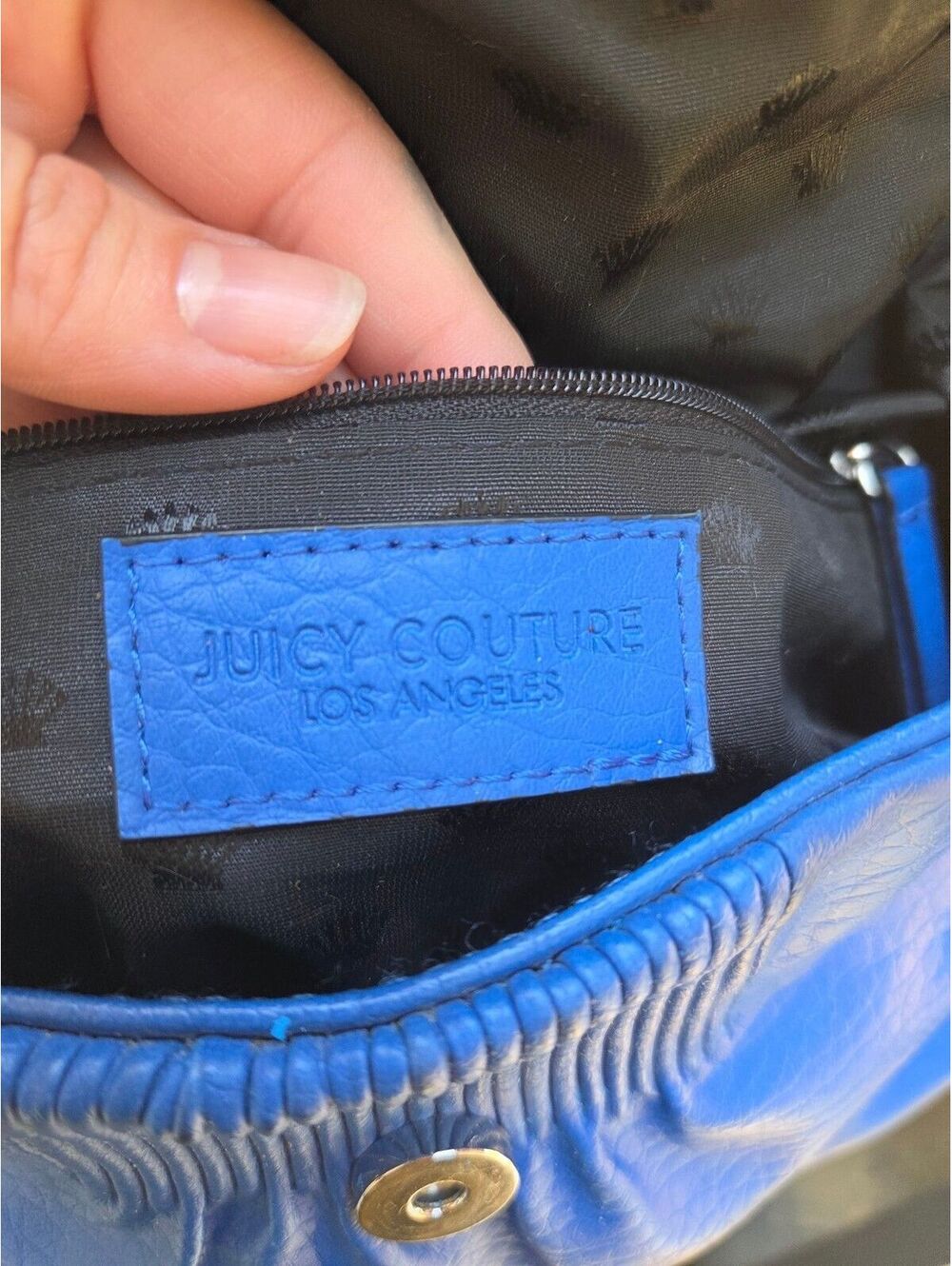 Juicy Couture y2k Blue Faux Leather Chain Crossbody Handbag Flap Shoulder Bag - Picture 5 of 9